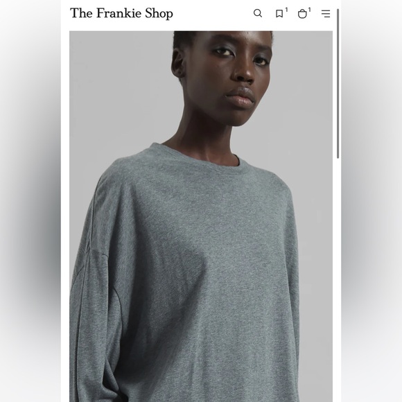 Like New The Frankie Shop Rio Oversized Sleeve Tee in Dark Grey Melange - Picture 6 of 15
